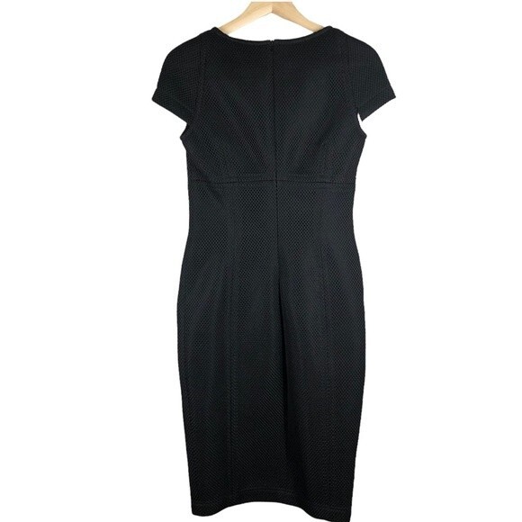 Escada Mesh Sheath Dress Patch Pockets Black Cap Sleeve 34 - Picture 5 of 8